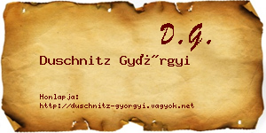 Duschnitz Györgyi névjegykártya